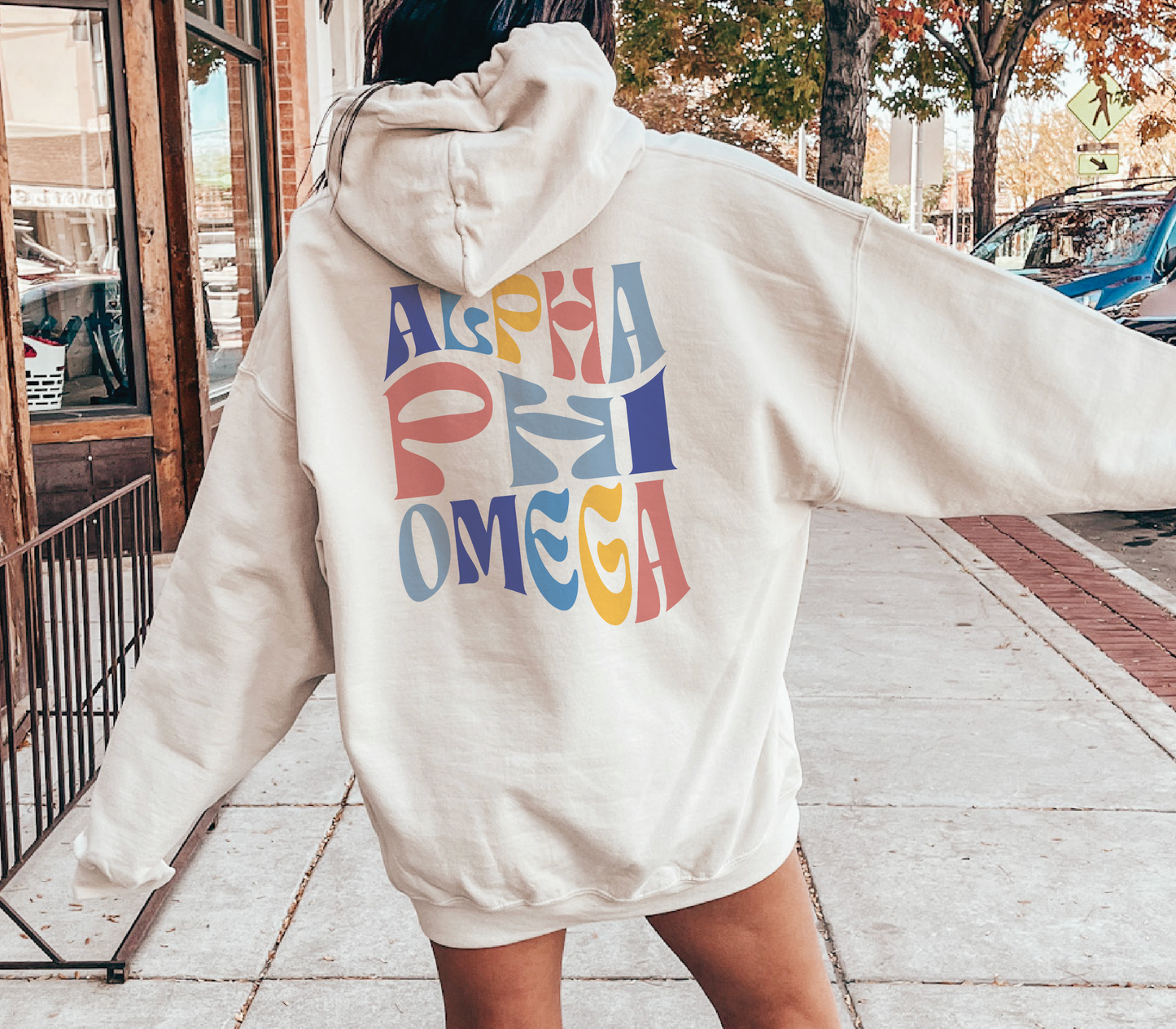 Alpha Phi Omega Oversized Shirt, Groovy Sorority Sweatshirt , Alpha Phi Omega Hoodie