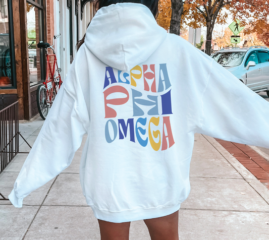 Alpha Phi Omega Oversized Shirt, Groovy Sorority Sweatshirt , Alpha Phi Omega Hoodie