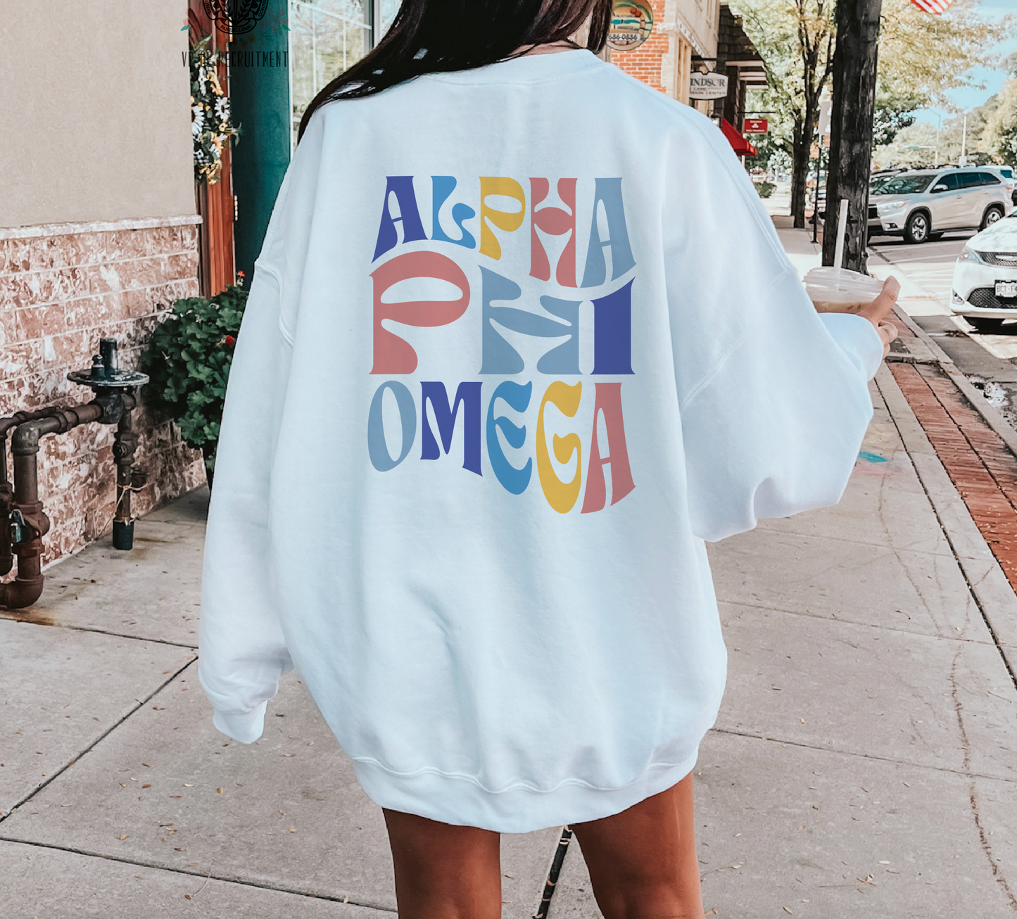 Alpha Phi Omega Oversized Shirt, Groovy Sorority Sweatshirt , Alpha Phi Omega Hoodie