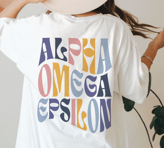 Alpha Omega Epsilon Oversized Shirt, Groovy Sorority Sweatshirt , Alpha Omega Epsilon Hoodie