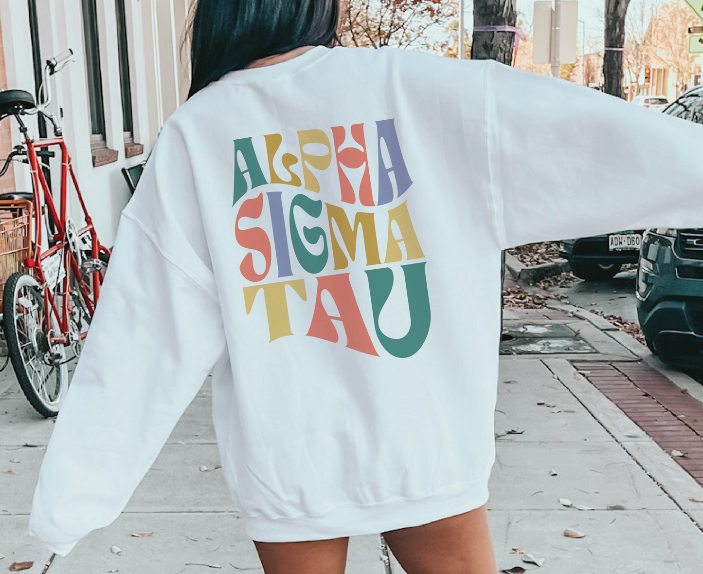 Alpha Sigma Tau Oversized Shirt, Groovy Sorority Sweatshirt , Alpha Sigma Tau Hoodie