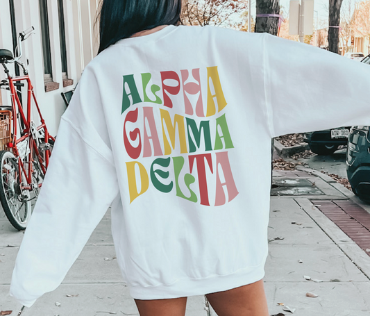 Alpha Gamma Delta Oversized Shirt, Groovy Sorority Sweatshirt , Alpha Gamma Delta Hoodie, AGD, Alpha Gam Shirt