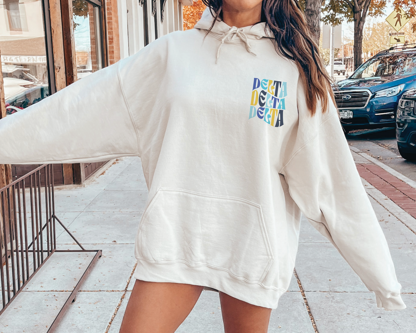 Delta Delta Delta Oversized Shirt, Groovy Sorority Sweatshirt , Delta Delta Delta Hoodie, Tri Delta Shirt