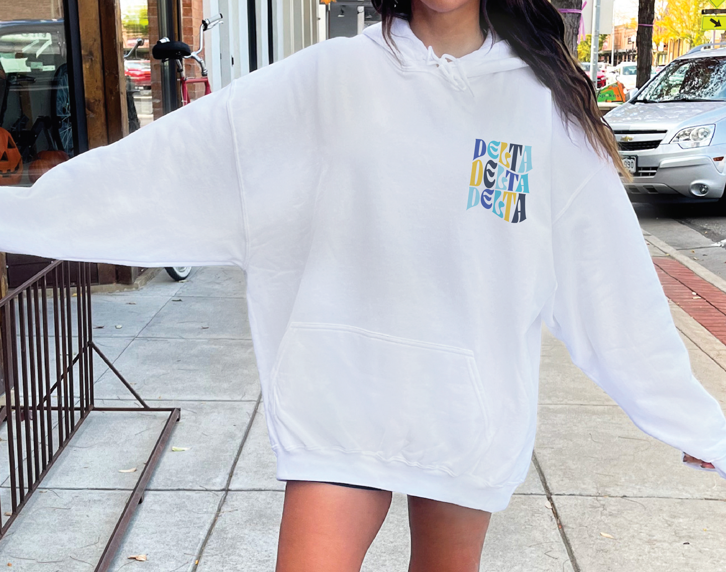 Delta Delta Delta Oversized Shirt, Groovy Sorority Sweatshirt , Delta Delta Delta Hoodie, Tri Delta Shirt