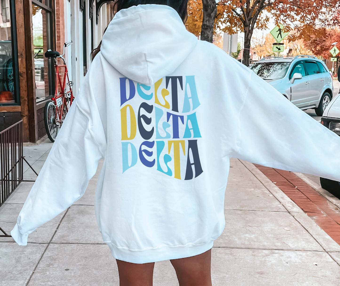 Delta Delta Delta Oversized Shirt, Groovy Sorority Sweatshirt , Delta Delta Delta Hoodie, Tri Delta Shirt