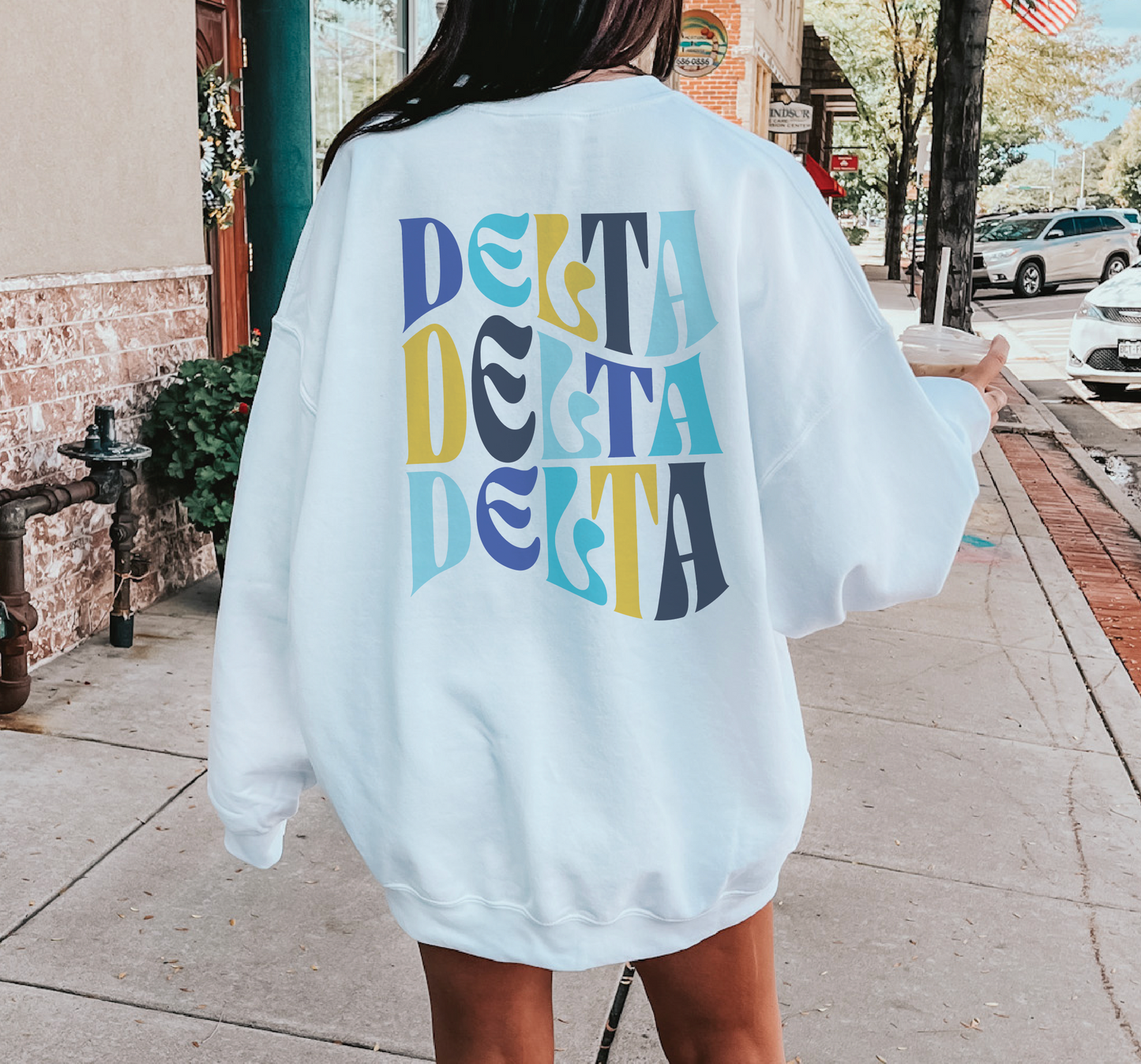 Delta Delta Delta Oversized Shirt, Groovy Sorority Sweatshirt , Delta Delta Delta Hoodie, Tri Delta Shirt