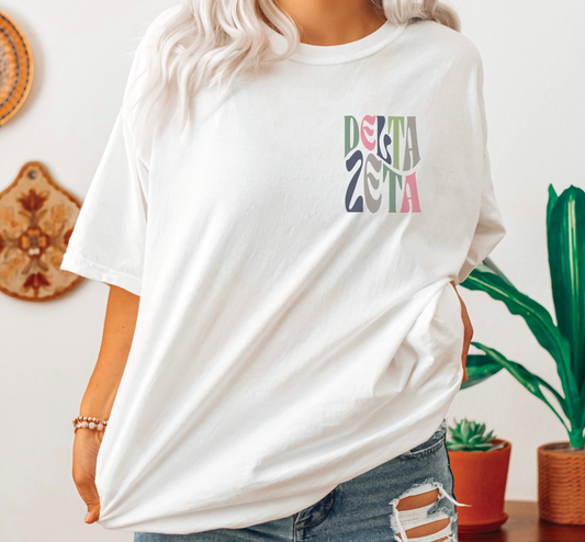 Delta Zeta Oversized Shirt, Groovy Sorority Sweatshirt , Delta Zeta Hoodie, DeeZee, DZ, Delta Zeta Shirt