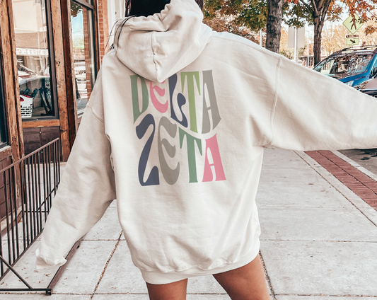 Delta Zeta Oversized Shirt, Groovy Sorority Sweatshirt , Delta Zeta Hoodie, DeeZee, DZ, Delta Zeta Shirt