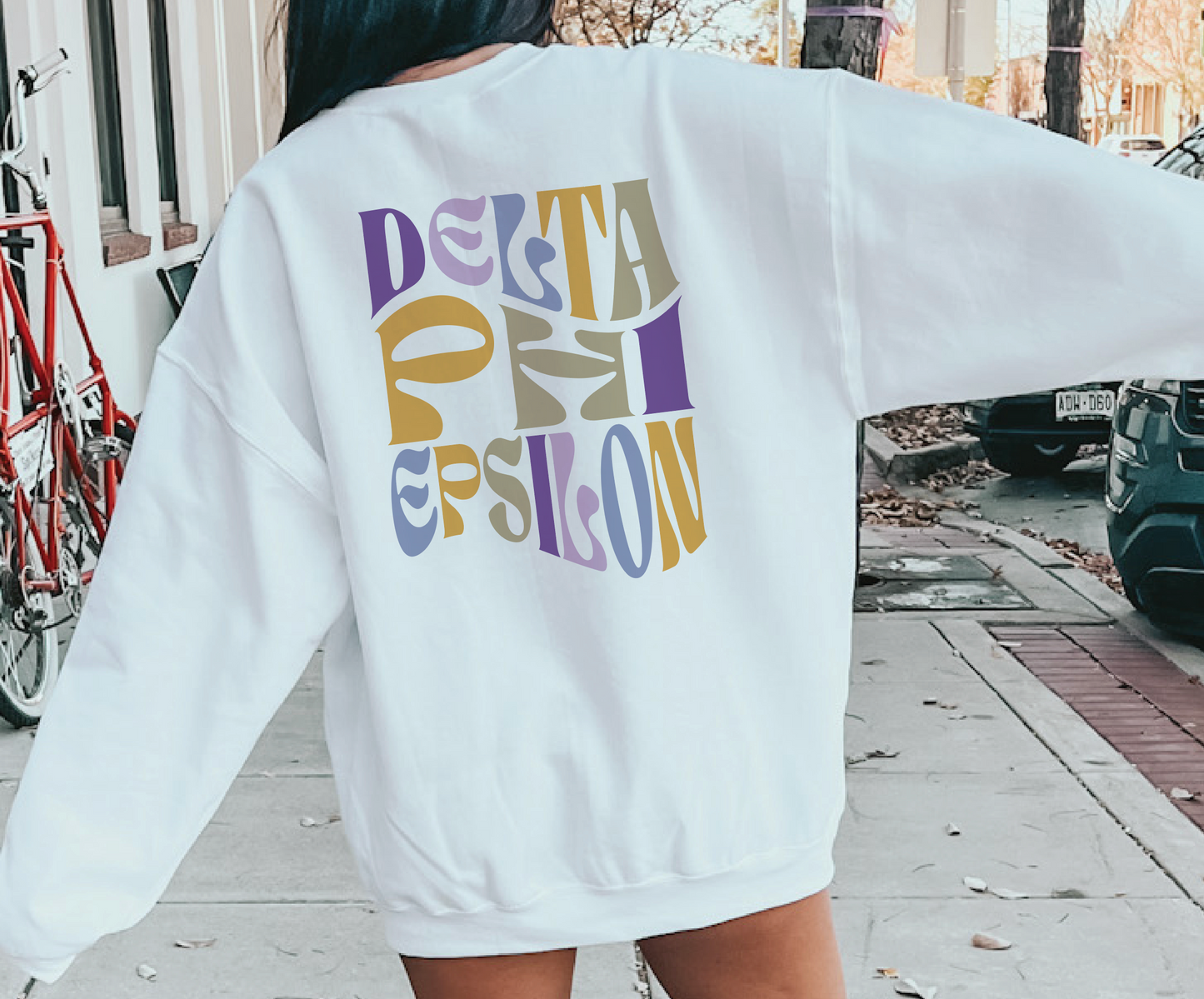 Delta Phi Epsilon Oversized Shirt, Groovy Sorority Sweatshirt , Delta Phi Epsilon Hoodie, Delta Phi Epsilon shirt, D Phi E sorority shirt