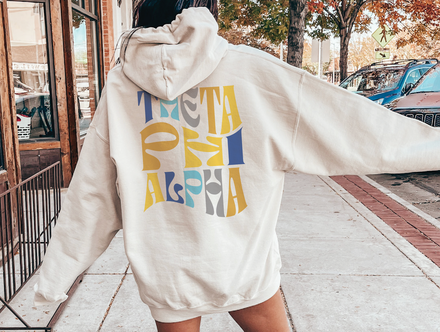 Theta Phi Alpha Oversized Shirt, Groovy Sorority Sweatshirt , Theta Phi Alpha Hoodie, Theta Phi Sorority Shirt