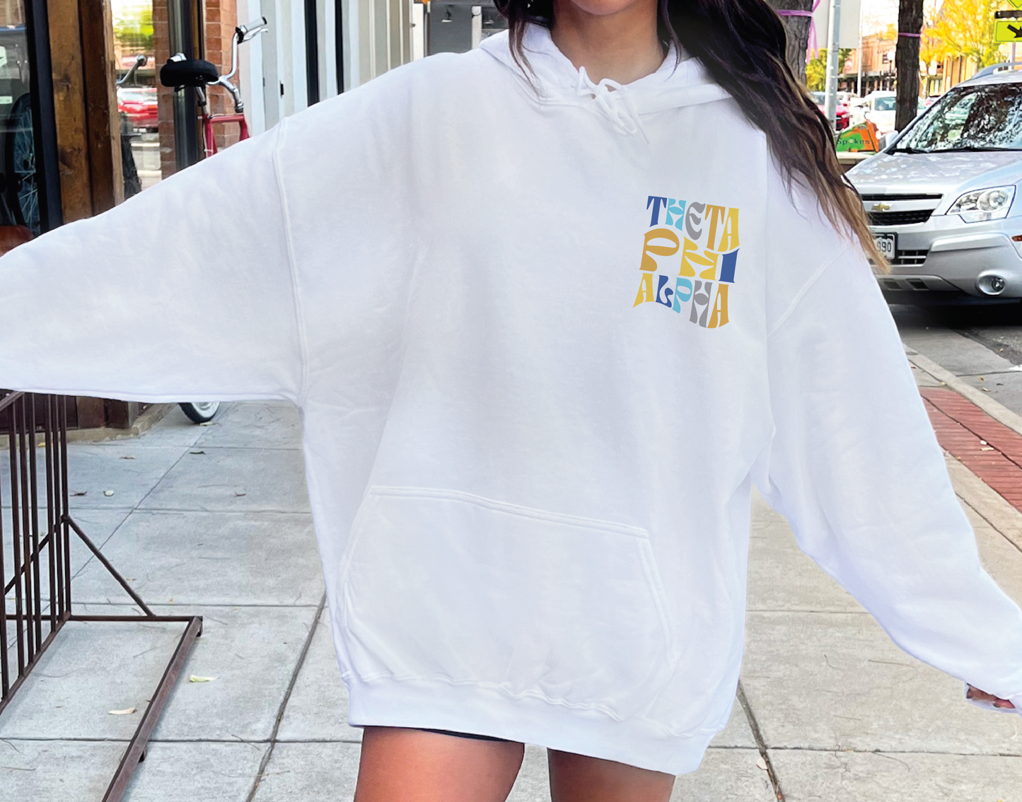 Theta Phi Alpha Oversized Shirt, Groovy Sorority Sweatshirt , Theta Phi Alpha Hoodie, Theta Phi Sorority Shirt