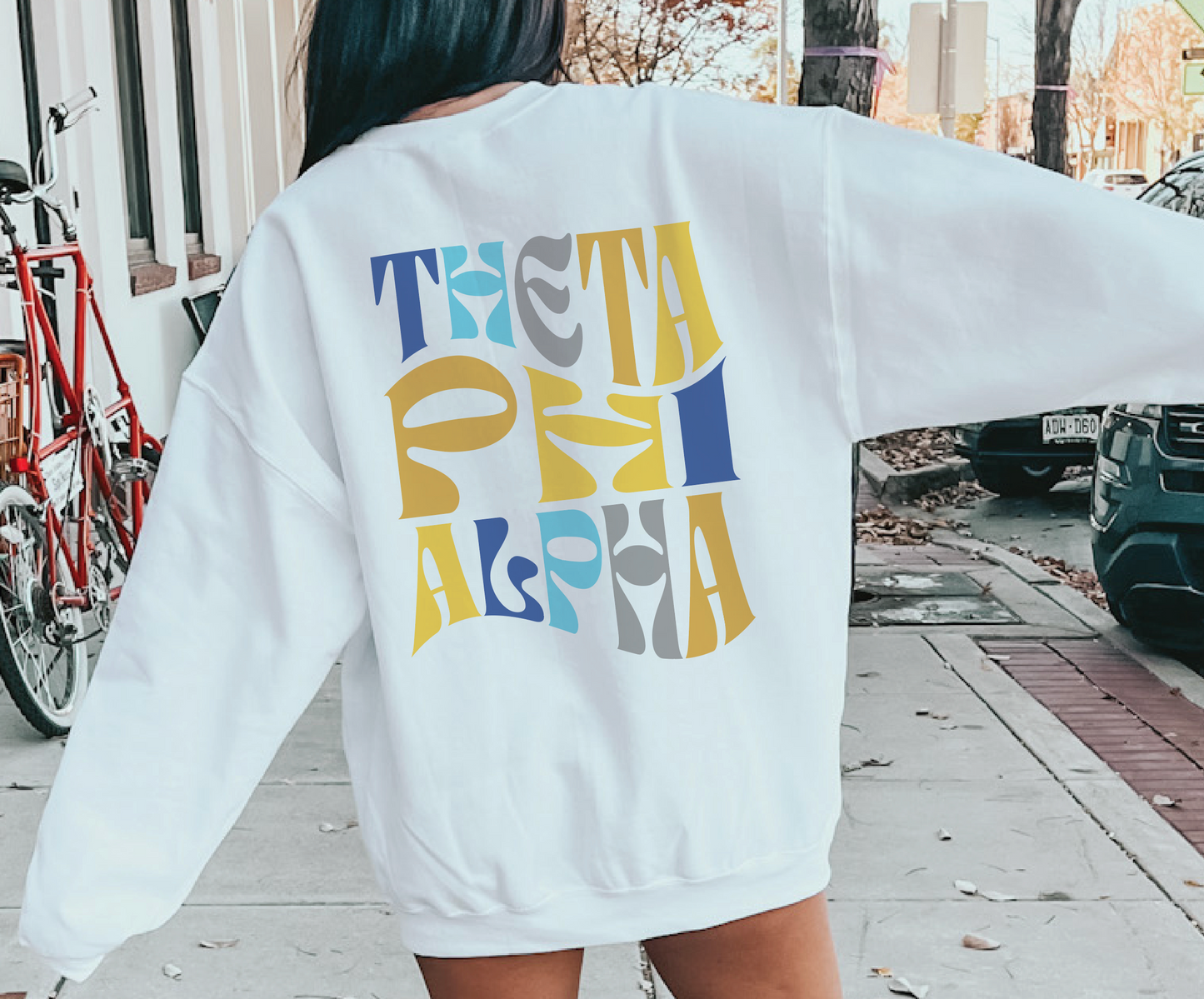 Theta Phi Alpha Oversized Shirt, Groovy Sorority Sweatshirt , Theta Phi Alpha Hoodie, Theta Phi Sorority Shirt