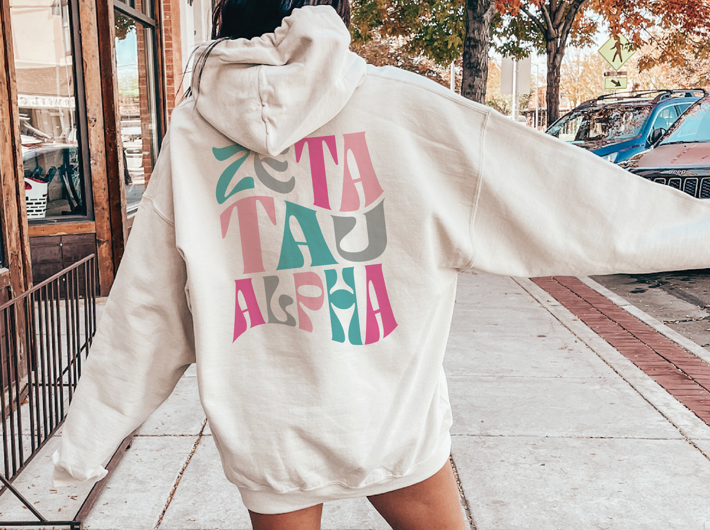 Zeta Tau Alpha Oversized Shirt, Groovy Sorority Sweatshirt , ZTA sorority shirt, Zeta Tau Alpha Hoodie, Zeta Sorority Shirt