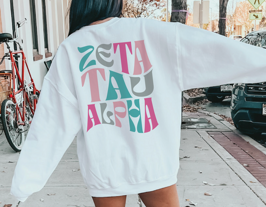 Zeta Tau Alpha Oversized Shirt, Groovy Sorority Sweatshirt , ZTA sorority shirt, Zeta Tau Alpha Hoodie, Zeta Sorority Shirt